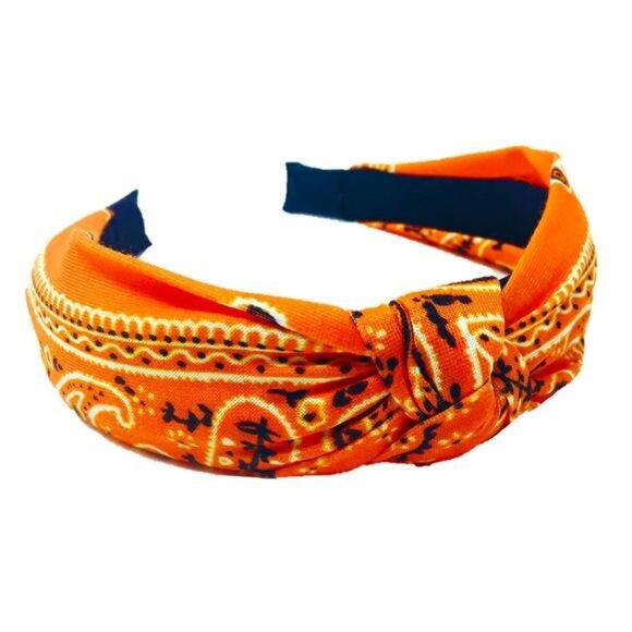 Halloween and Fall Orange Bandana Headbands and Scrunchies for Women and Girls - Picture 3 of 6